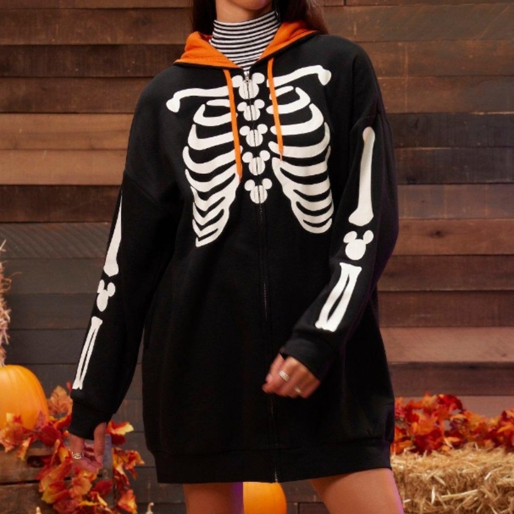 Her Universe Disney‎ Halloween Skeleton Hoodie Dress Hot Topic Mickey Mouse